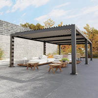 All-Aluminum Louvered Pergola 12 Ft X 24 Ft, Outdoor Pergola with Adjustable Louvered Roof, Reinforced Aluminum Frame, Integrated Drainage System, Hardtop Gazebo for Patio, Deck, Gray — product view 6